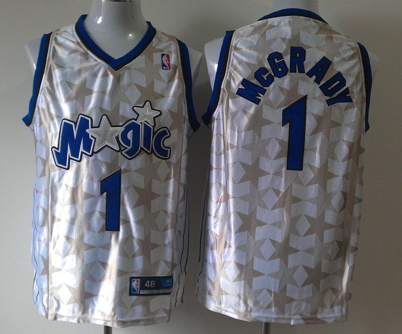 Men Orlando Magic #1 Tracy Mcgrady White Star Edition Stitched NBA Jersey->orlando magic->NBA Jersey